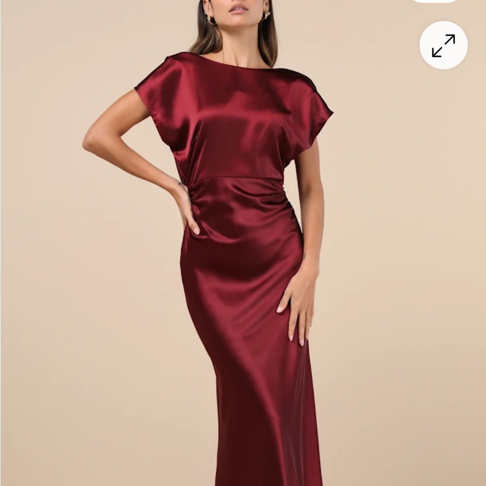 Lulus Elegant Burgundy Satin Dress
